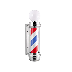 Barber Pole with Light - Chrome
