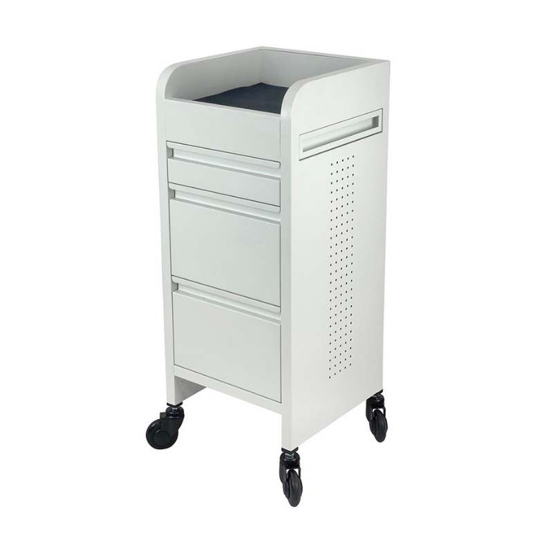 Fusion 4 Draw Hairdressing Trolley White with Click N Clean Castors