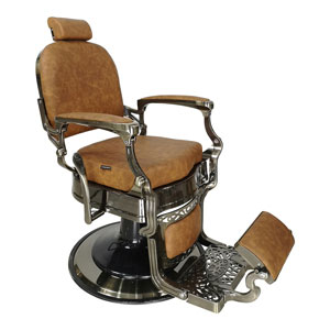 Havana Barber Chair - Antique Frame - Tan Upholstery
