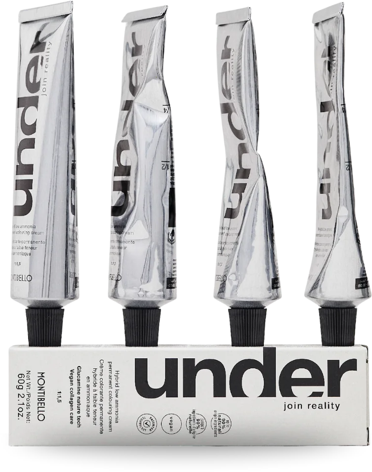 Four Under colouring cream tubes standing in their carton